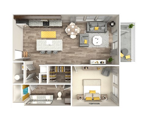 a 1 bedroom floor plan  395